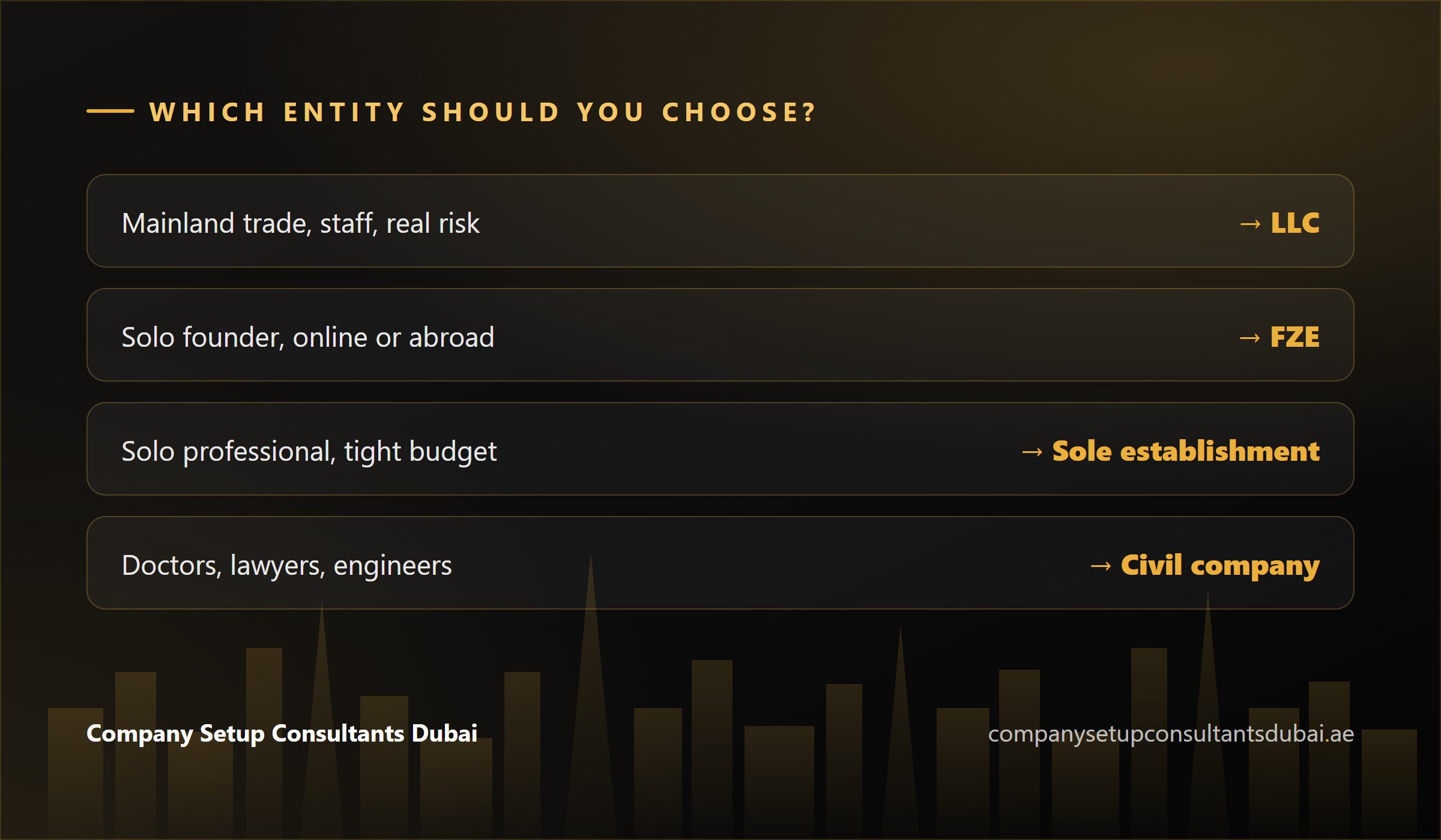 Which UAE business entity to choose based on business type and liability needs