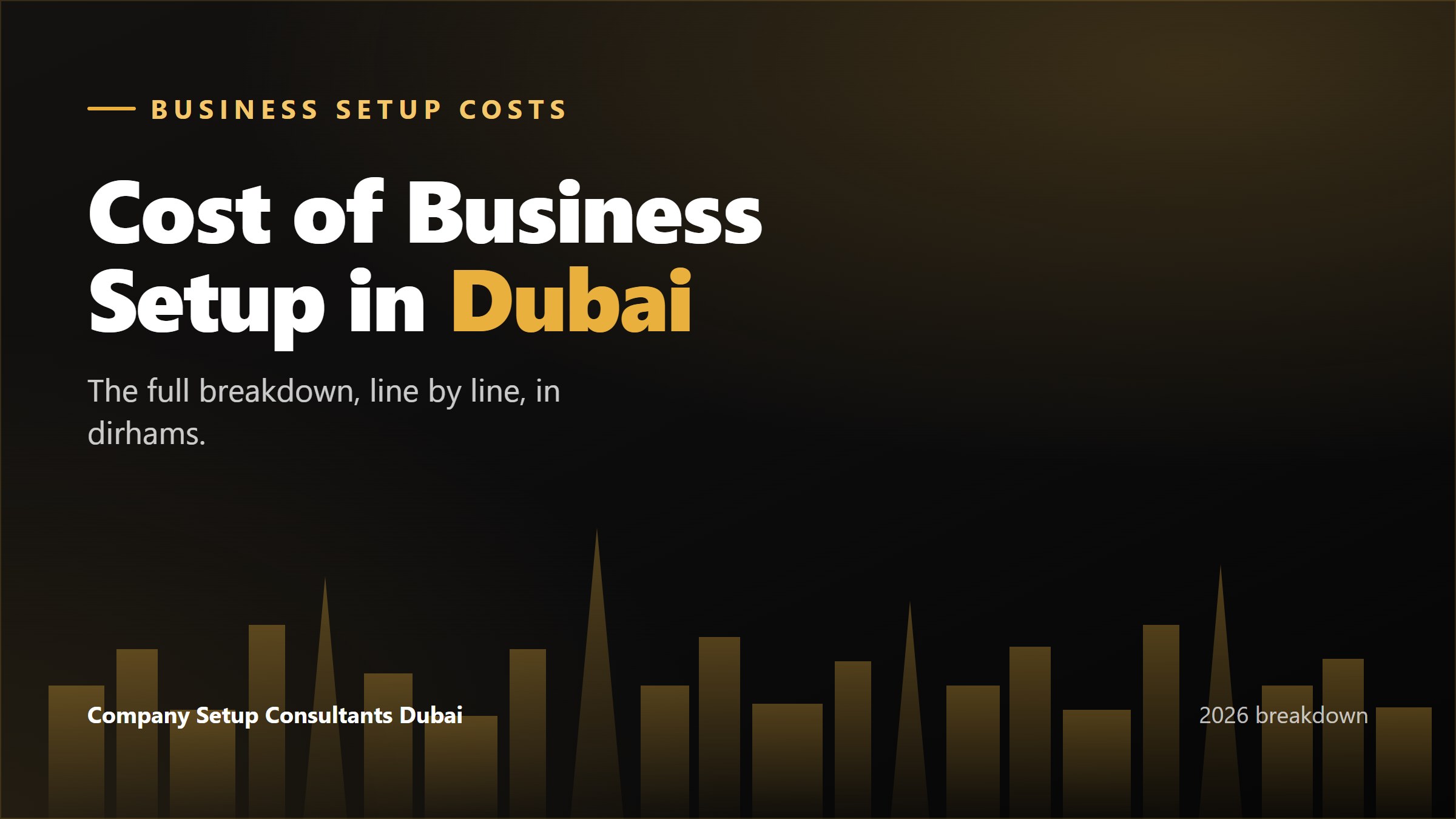 Cost of business setup in Dubai broken down into licence, office, visa and government fees in AED