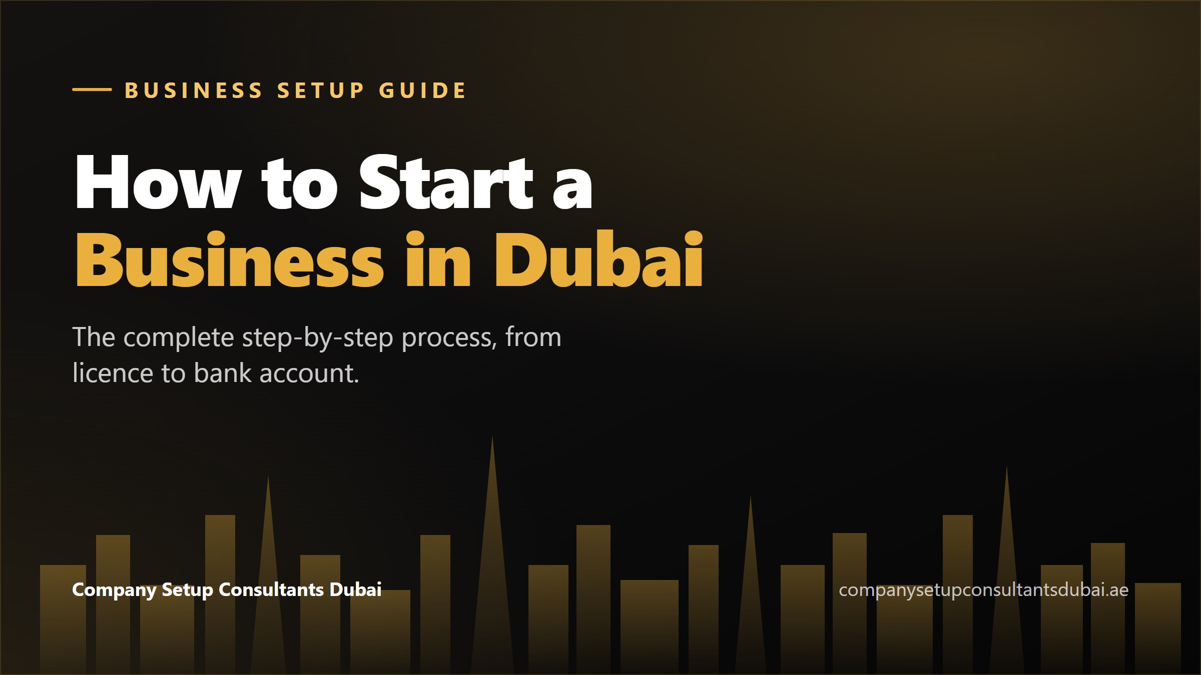 Business setup routes in Dubai shown over the Dubai skyline: mainland, free zone and offshore